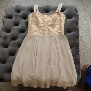Express rose gold and beige dress